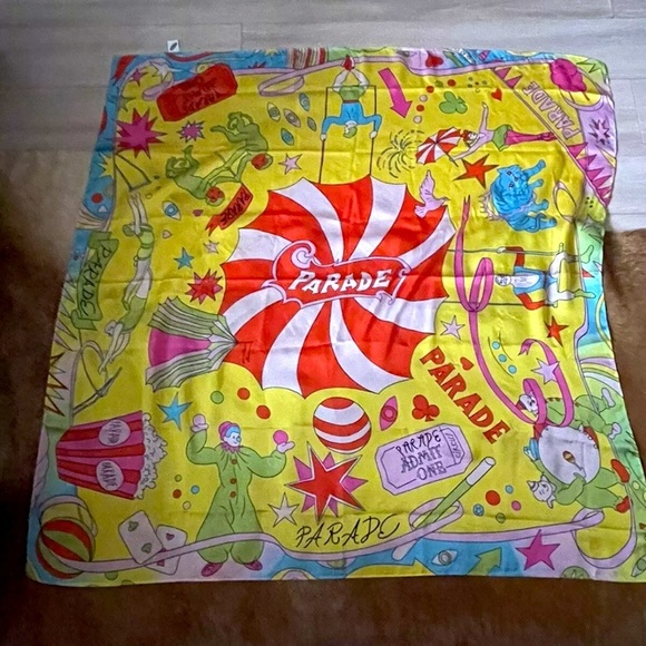 Parade Circus Carnival Colorful Square Scarf Big Top Clown - Picture 1 of 7